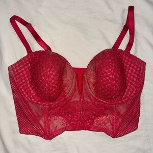 Victorias Secret Red Lace Longline Bra